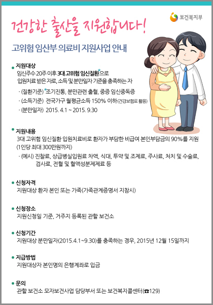 고위험 임산부 의료비 지원사업 안내