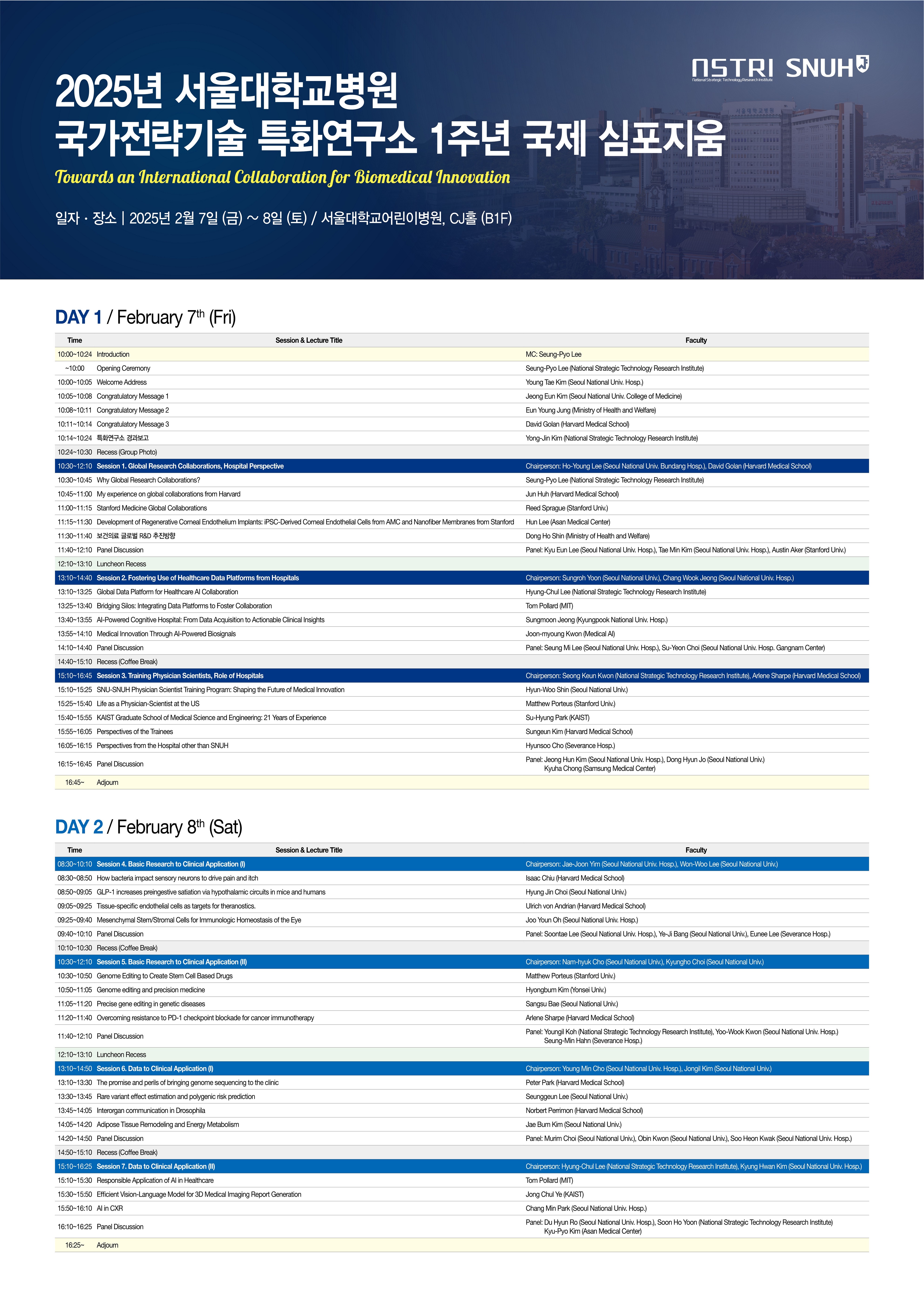 [포스터] 서울대병원 국가전략기술 특화연구소 1주년 국제 심포지엄